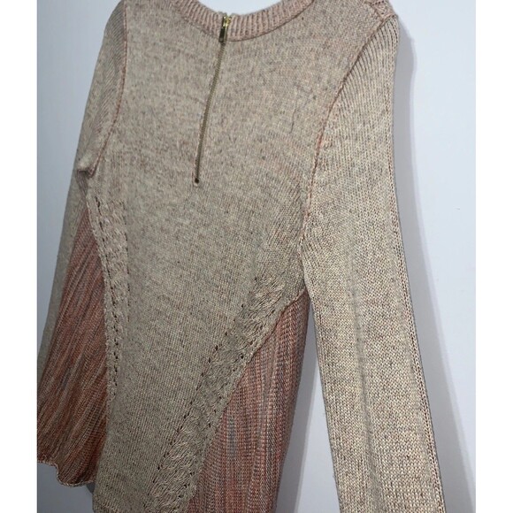 Anthropologie Moth Sweater Anita Cable Knit Rear Zip Pullover Long Swing Small - Picture 7 of 9